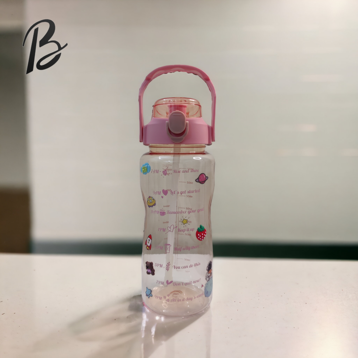 Transparent Bottle with 2D and 3D Stickers - Code 002