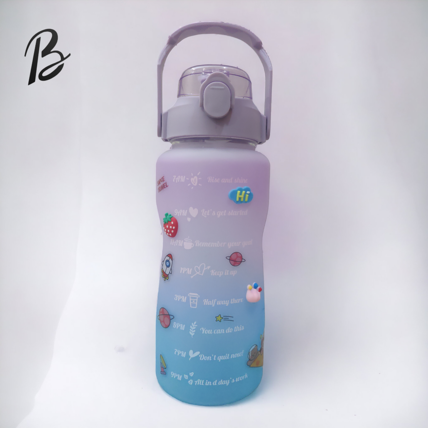 Dual Colored Water Bottle with 2D and 3D Stickers - Code002