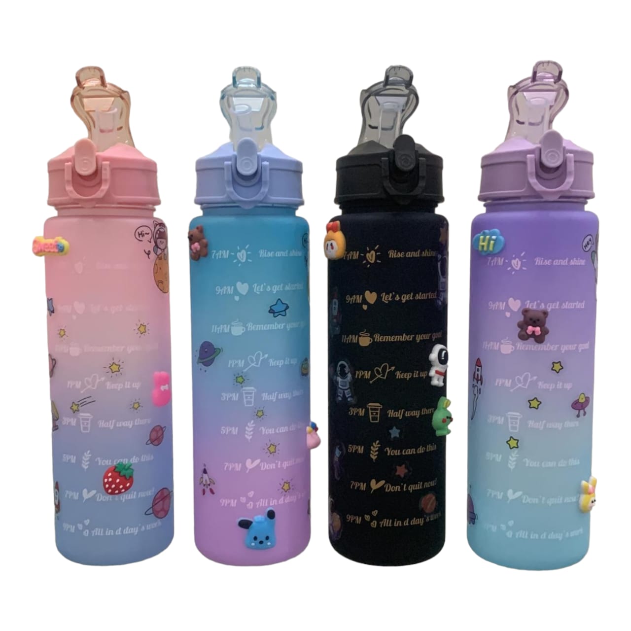 Colored Water Bottle With 2D and 3D Stickers 800 ml