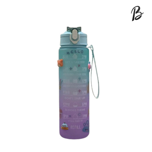 Dual Colored Water Bottle With 2D and 3D Stickers 900 ml