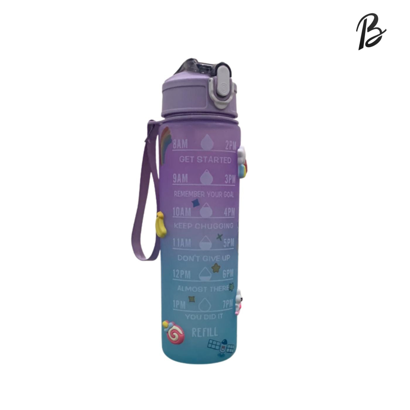 Dual Colored Water Bottle With 2D and 3D Stickers 900 ml