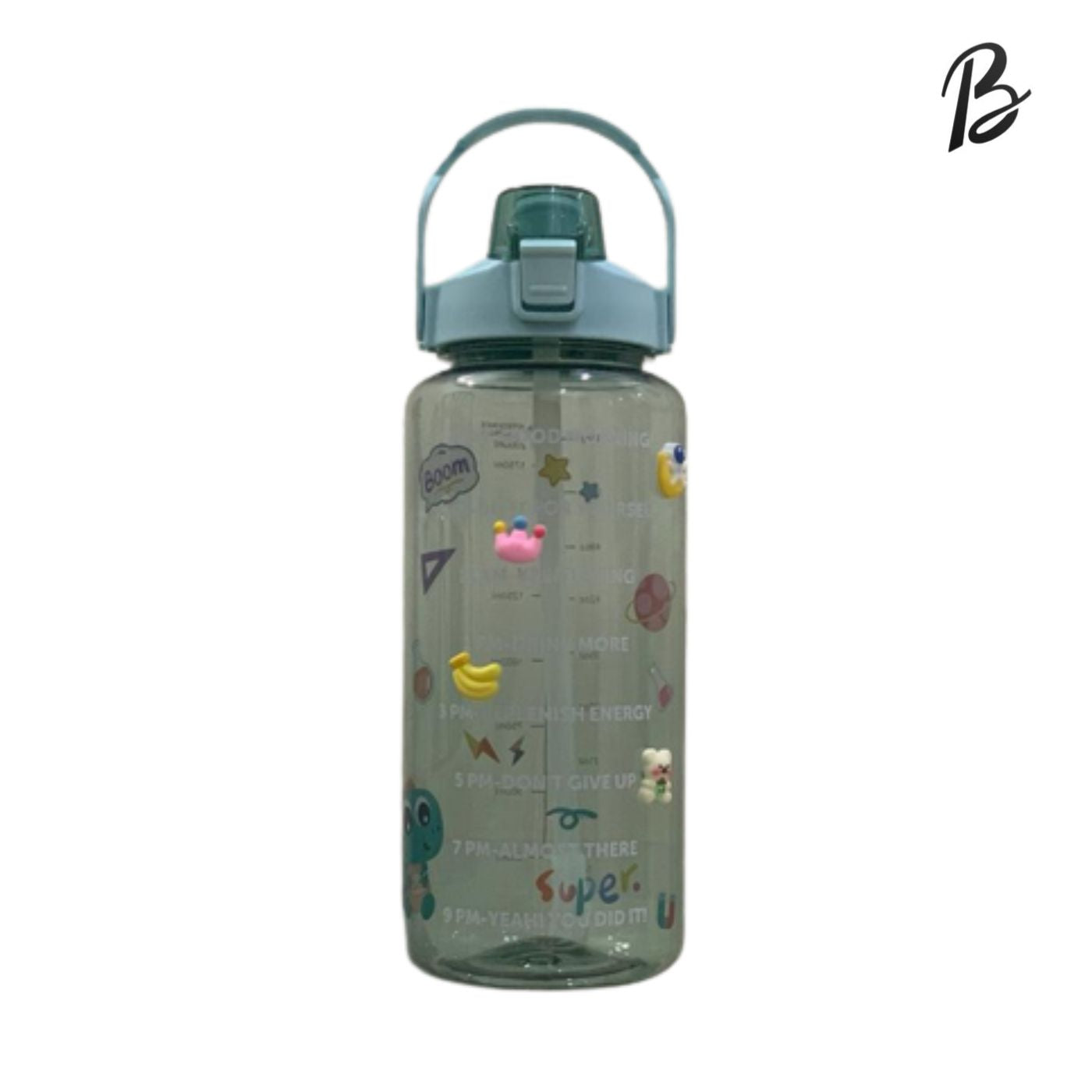Transparent Water Bottle with 2D and 3D Stickers
